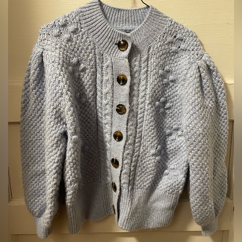 Blue/Grey Puffy Cardigan